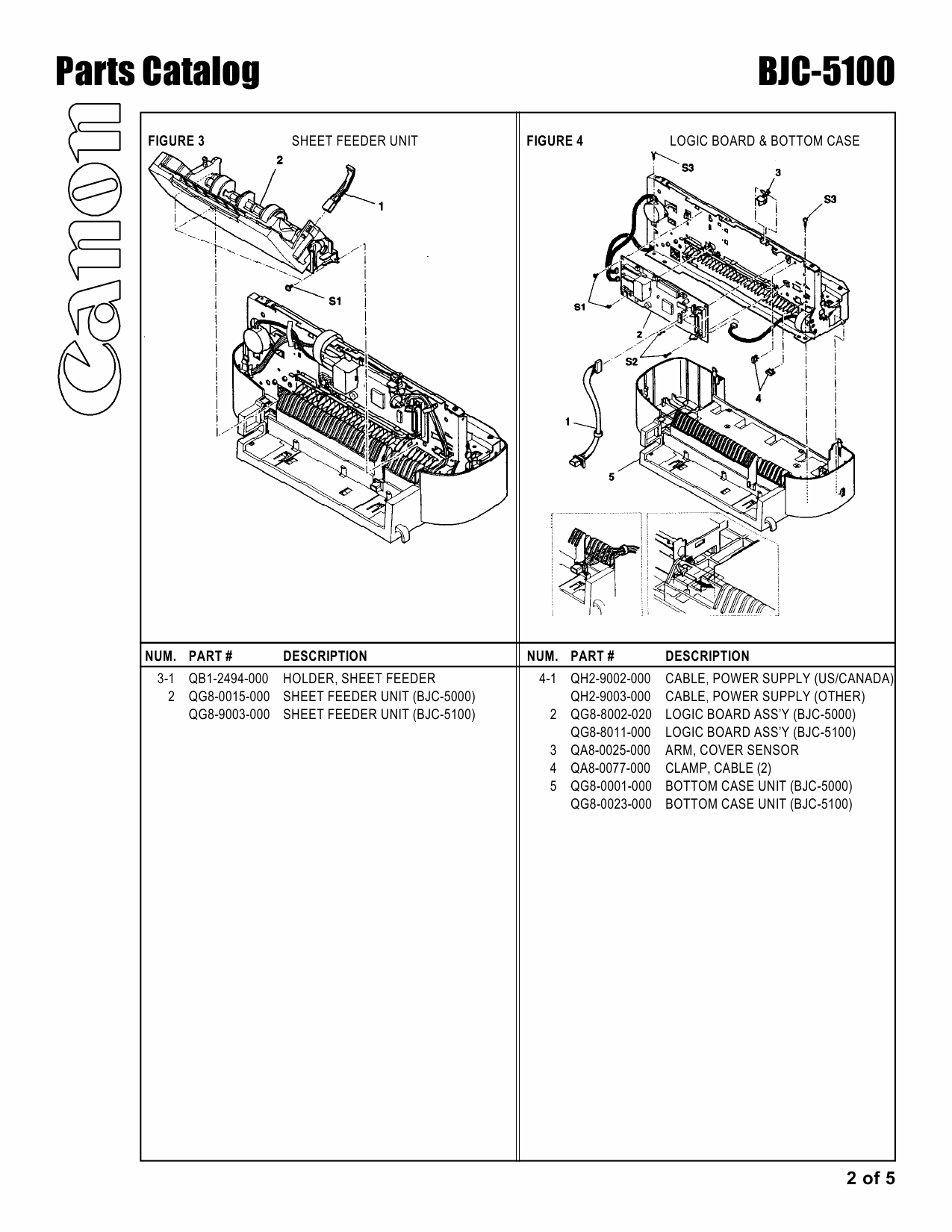 Canon BubbleJet BJC-5100 Parts Catalog Manual-3